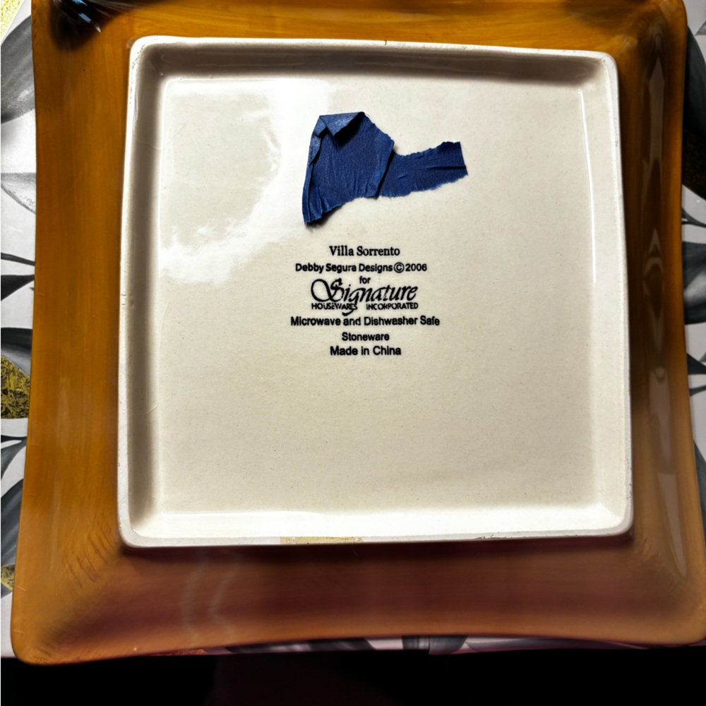 Signature Ceramic Plate with Brown Border